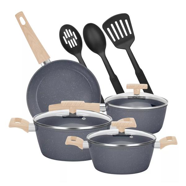 Bateria De Cocina 10 Piezas Antiadherente Aluminio Granito Chef Choice