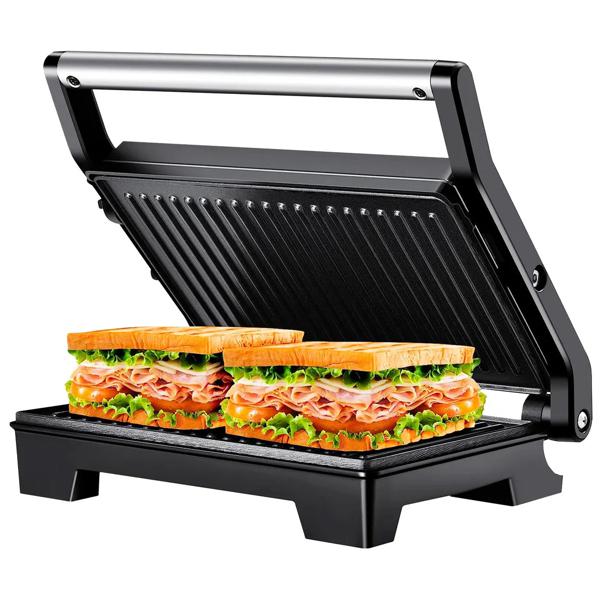 Sandwichera Grill Doble Nappo Panini Parilla 1000w Color Plateado