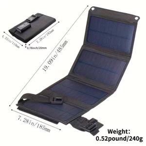 Panel Solar Plegable USB, Impermeable, 5V, Para Carga de Teléfono Móvil