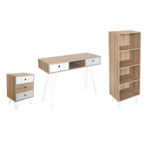 Escritorio + Cajonera + Librero Millie Natural M+Design