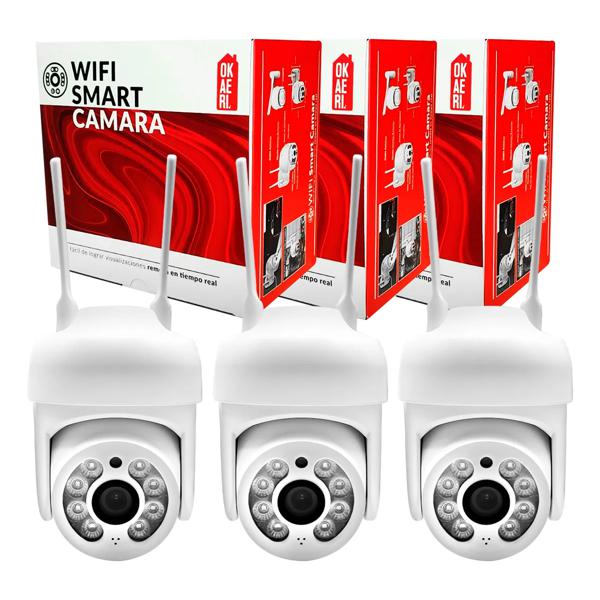 Pack X 3 Cámara Ip Okaeri Wifi Exterior Inalámbrica Hd