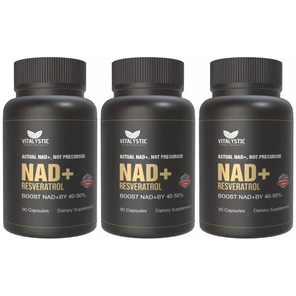 Pack 3 Nad+ Nicotinamide Rasveratrol 500mg 90 Cápsulas C/U