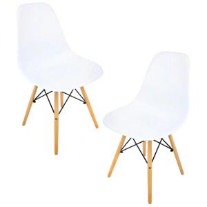 Pack 2 Sillas Eames Ergonomicas Blancas Estilo Nordico Madera y Plastico