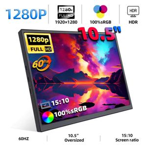 ZSUS Monitor Portátil 10,5', 1280P, 100% sRGB, Para Consolas, Smartphone, PC, Etc.