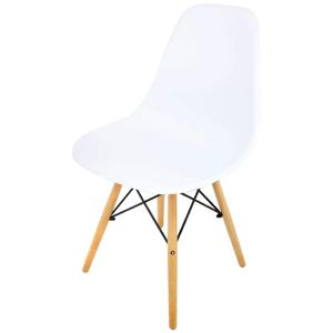 Silla Eames Blanca Moderna Ergonomica Patas Madera Maciza
