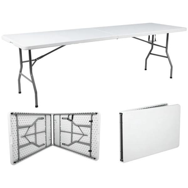 Mesa Plegable 1.8 Mts Tipo Maleta Portatil Camping Jardin Color Blanco