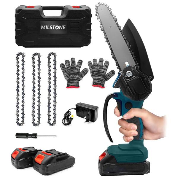 Motosierra Electrica Milstone Inalámbrica 2 Baterias y Accesorios