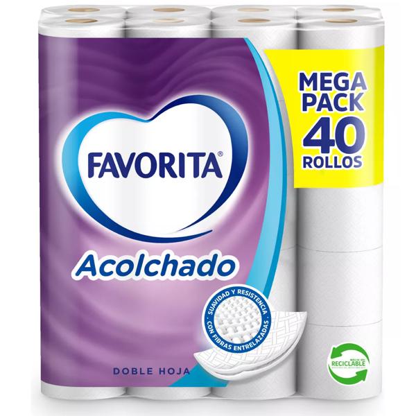 Papel Higiénico Favorita Acolchado 40 Rollos 22m