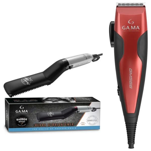 Combo Gama Plancha Alisadora Barber Style + Cortapelos Clipper Gm566 13pcs