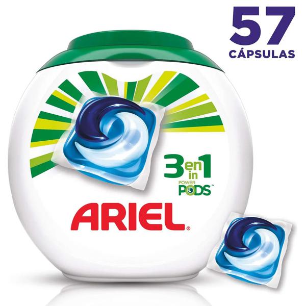 Detergente En Cápsulas Ariel Pods 3 En 1, 57 Unidades