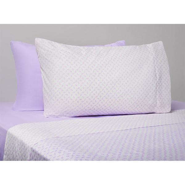 Juego De Sábanas Ripley Home Estampadas 2Pl + 4 Fundas Hoja Morada