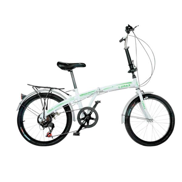 Bicicleta Aro 20 Plegable Lumax 7 Cambios Parrilla Trasera Blanca