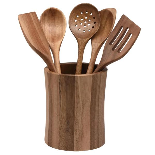Utensilio 5 Piezas + Base Acacia