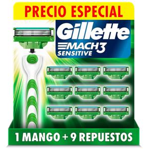 Gillette Mach3 Maquina + 9 Cartuchos Sensitive