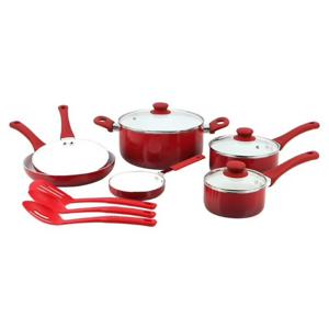 Batería de Cocina 12 Piezas Aluminio Rojo