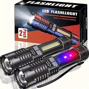 Linterna Led de Alta Potencia con Zoom, Recargable USB, Varios Modos