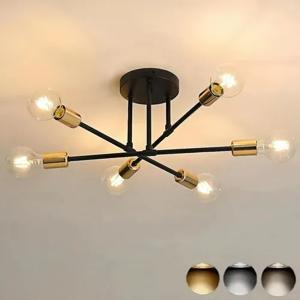 Lámpara De Techo Moderna Con 6, Colgante Diy Con Toque Retro