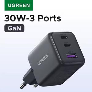 Cargador UGREEN 30W GaN 3 puertos PD 3,0 USB C