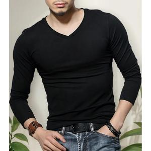 Camiseta Bambú Hombre Manga Larga Cuello V Y Cuello Redondo, Varios Colores