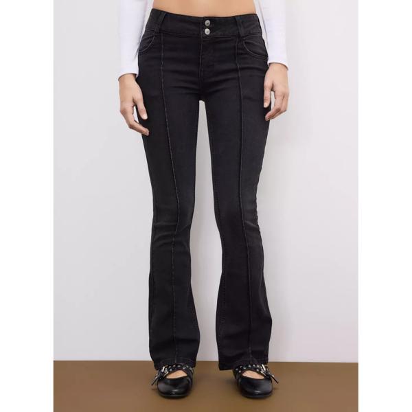 Jeans Flare Dos Botones Tiro Bajo