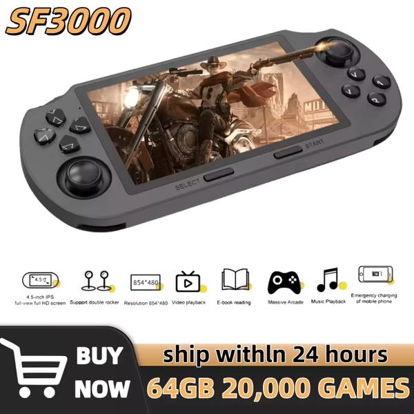 Consola de Videojuegos Portátil Retro SF3000, Pantalla IPS 4,5', 854x480, 3000mAh
