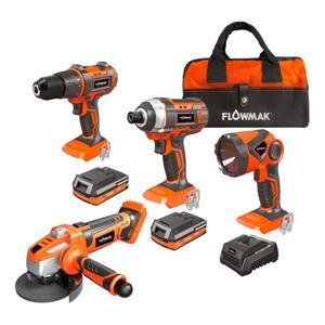 Kit Taladro 13mm Atornillador Y Linterna 18v Esmeril Extra + 2 Baterías y Cargador