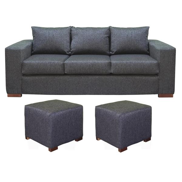 Sofá 3 Cuerpos + 2 Pouf