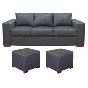 Sofá 3 Cuerpos + 2 Pouf