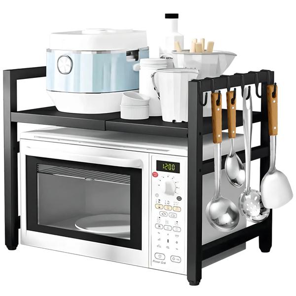 Estante Repisa Extensible Horno Microondas Con Ganchos Rack Organizador