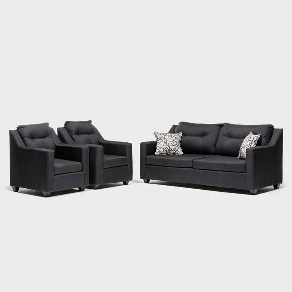 Juego de Living Almore Noruega Sofá 3 Cuerpos + Dos Sillones 1 Cuerpo Negro