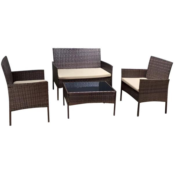 Juego De Living De Terraza Woven 4 Piezas Para Exterior Cafe