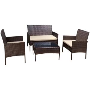 Juego De Living De Terraza Woven 4 Piezas Para Exterior Cafe