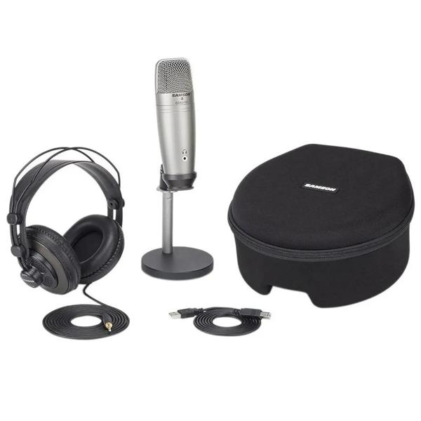 Pack de Micrófono y Audífonos Samson USB C01U/SR850 Pro Recording/Podcast