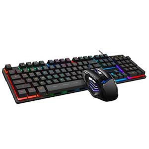 Kit Gamer Teclado y Mouse Gamer RGB Motomo AN-300, USB 2.0, Negro