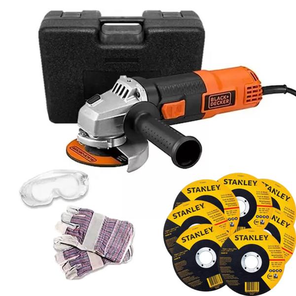 Esmeril Angular Black+Decker 4.1/2 820 W Incluye 10 Discos Stanley