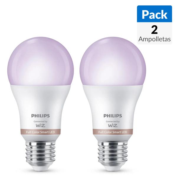 Pack 2 Ampolletas Inteligentes Smart Wifi 8.5 W E27 806 lm Luz Multicolor