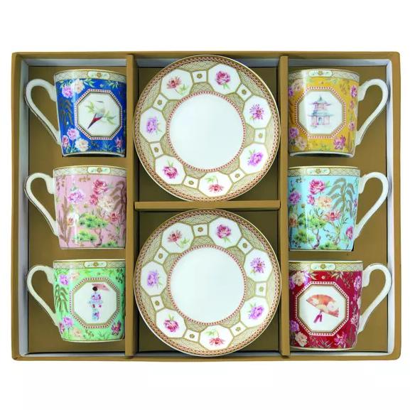 Set 6 Tazas Café + Platillo