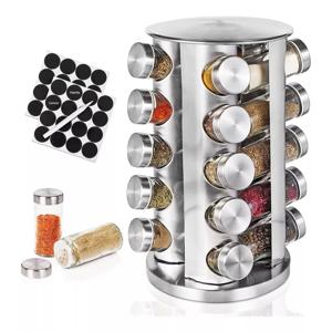 Condimenteros Especiero Giratorio Cocina 20 Frascos Color Plateado
