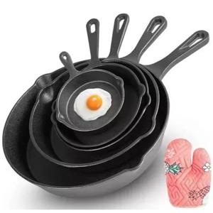 Sartenes de Hierro Fundido Esenzo Juego De Sartenes 5 Piezas Color Negro
