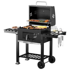 Parrilla A Carbón Ruedas Bandejas Laterales 135x47,5x106cm ROHE