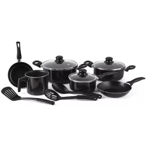 Bateria Cocina 12 Piezas Begônia Teflon Antiadherente Plata