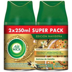 Pack 2 Recarga Desodorante ambiental Air Wick Vainilla Navidad Freshmatic 500 ml