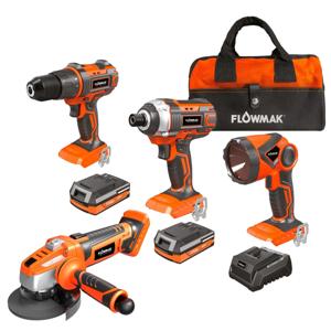 Kit Taladro 13mm Atornillador y Linterna 18v Esmeril extra