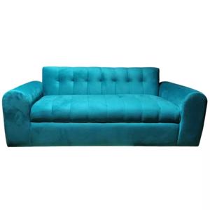 Sofa Dos Cuerpos Brazo Redondo Felpa Turquesa