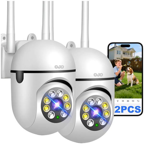 Ojo 2pcs Cámara Seguridad 4MP Wifi App Visión Nocturna PTZ Oferta