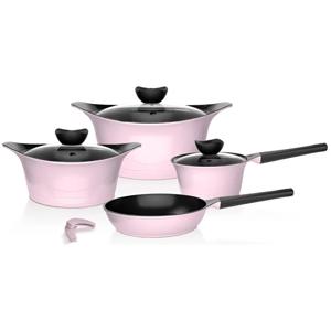 Batería Cocina Aluminio Fundido 7 Piezas Fortis Rosado Wolf