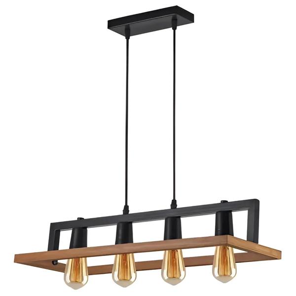 Lámpara Colgante Madera Industrial Diseño Cuadrado