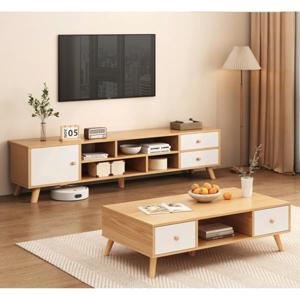 Mesa Rack Para Tv Moderna Extensible Con Cajones 120x38x30cm - Beige