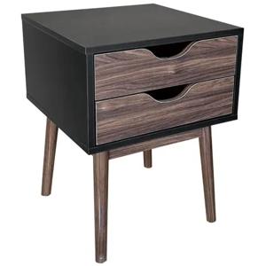 Velador Florencia 2 Cajones Caoba/Negro