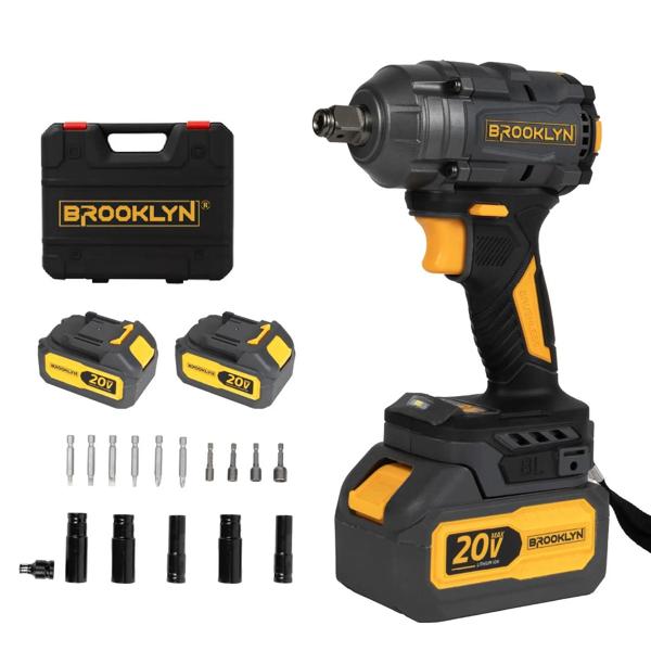 Llave Impacto Inalámbrica Brooklyn Brushless + 2 Baterías